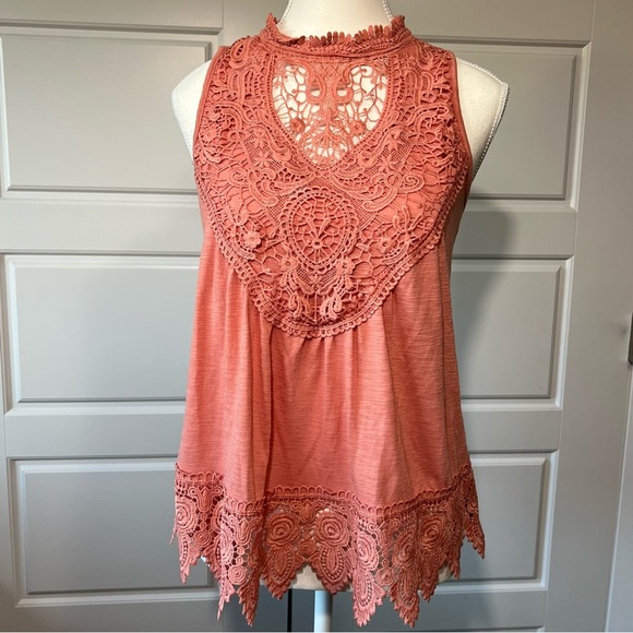 Sleeveless Lace Top‎ Mock Neck Boho Tank Top Blouse Casual Cute Teens 7-9 - Picture 1 of 6